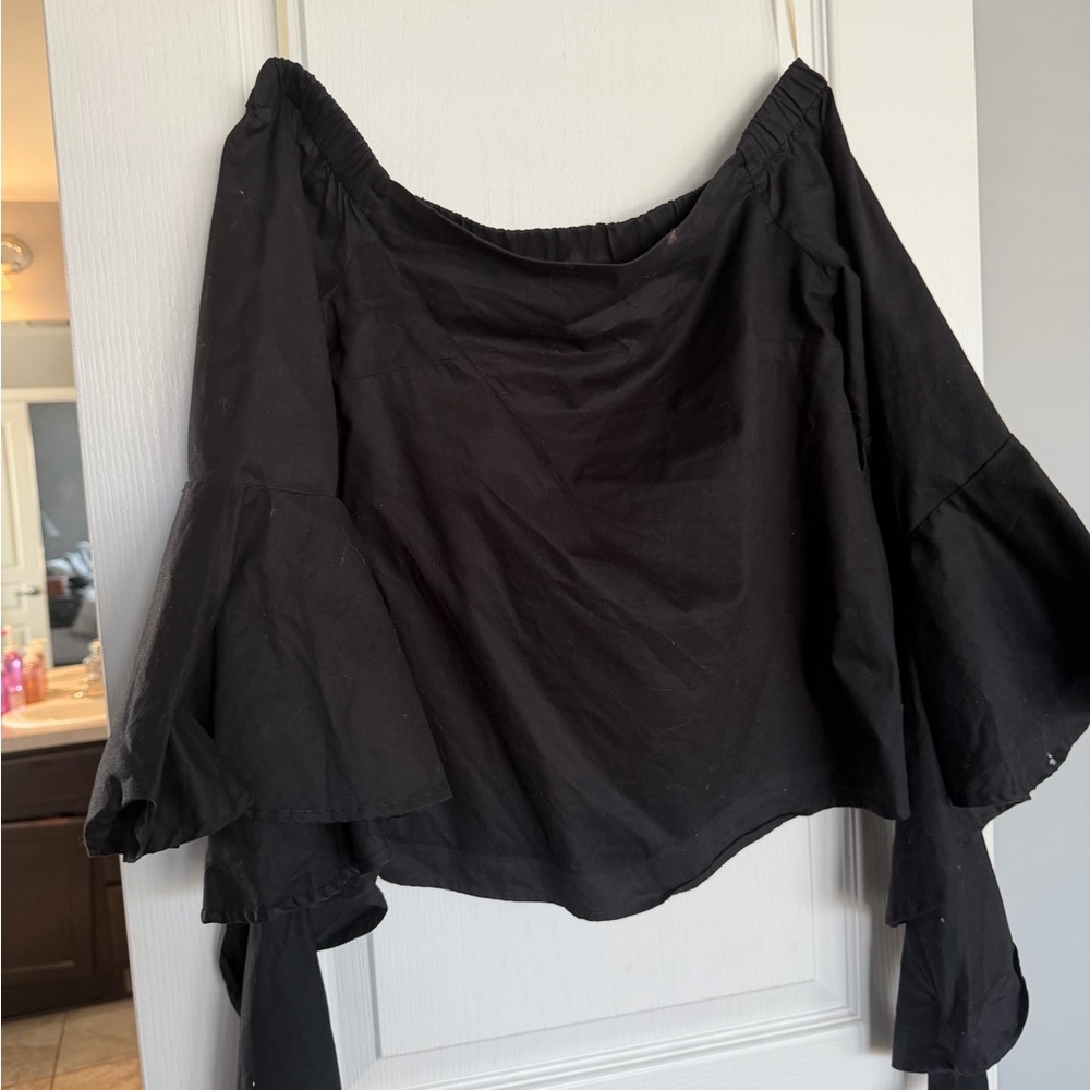 Elegant Black Off-Shoulder Women's Shirt